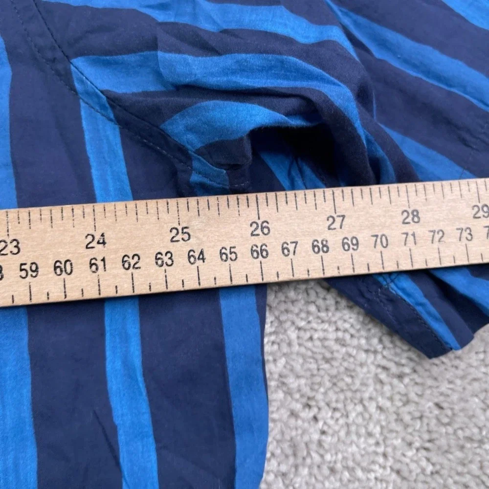 Banana Republic Shirt Mens XL Blue‎ Stripes Short Sleeve Camp Loop Collar